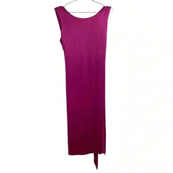 Dress The Population Magenta Karlie Luxe Coated Front Slit Sleeveless Dress - Picture 2 of 12